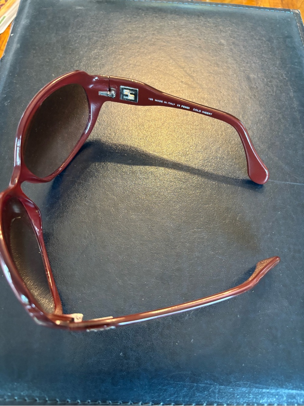 VTG Fendi FS408 Oversized Acetate Sunglasses Cherry Red Burgundy, made in Italy - Picture 5 of 7